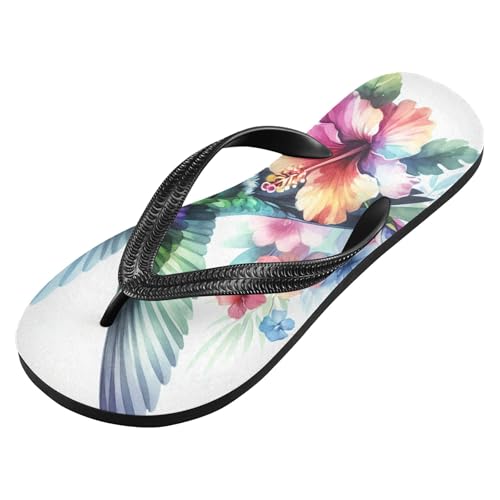 Burbuja Hummingbird Tropical Flowers Flip Flops for Women Men, Soft Thong Sandals Rubber Slippers for Pool Beach Essentials2
