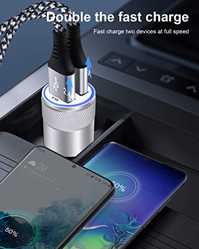 Image of Car Charger, Ailkin 3.4a Portable Dual Port USB Cargador Carro Fit Lighter Spot Socket Adapter for iPhone 11 Pro Max 11 Pro 11 X XR XS Max 8 Plus 7s 6s, iPad, Tablet, Samsung Galaxy Note 10+ S10 Plus