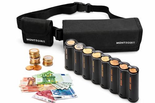 MONTEORIE Sacoche de Service Professionnels de la Vente avec Monnayeur Euro et Compartiment TPE Carte Bancaire - Sacoche Ceinture Sécurisée avec Verrou et...