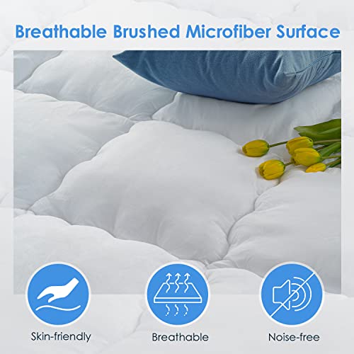 Queen Rose Mattress Topper Queen, Extra Thick Pillow-Top Mattress Pad Bed Covers, Plush Soft Support, 3D Snow Down Alternative, Cooling Cloud-Like Sleep, Back Pain Relief #TOP3