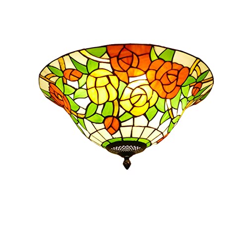 Plafonnier rose en verre pour salon - Luminaire pastoral chaleureux YRYRYW