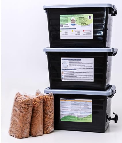Composteira doméstica 90L kit econômico - Reduza seu lixo orgânic...