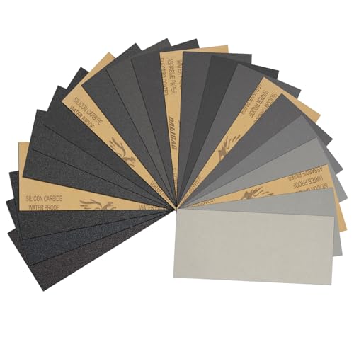 Papier de Verre 80-5000 Grain | 22 Feuilles Carbure de Silicium Humide/Sec| Auto/Carrosserie/Bois/Métal/Pierre/Verre | 9x3.6 Pouces | Abrasif Professionnel