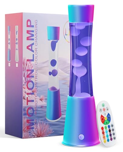 KIKILIVE Lavalampe 17-farbige LED Stimmungslampe mit Fernbedienung. Für Büro Deko & Entspannung ideal für Erwachsene und Kinder