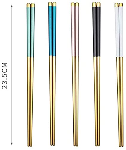 Bacchette, Bacchette Cinesi Lavabili 304 Bacchette in Acciaio Inossidabile Set, 5 Coppie / 10 Paia, Design di separazione dei Colori Non Slip, for la casa, Bacchette asiatiche for Le tavolette (Color