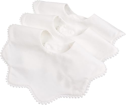Bamery Baberos tipo bandana para bebé, baberos de algodón blanco para babeo y dentición, absorbentes para niños y niñas