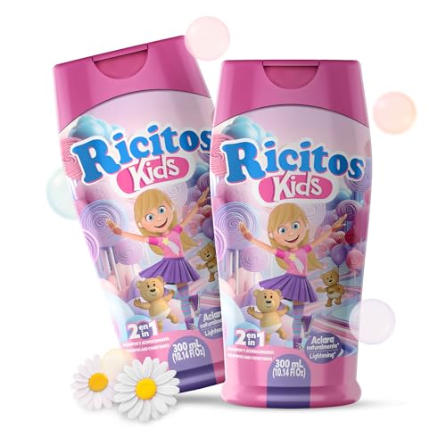 Grisi Ricitos Kids 2-in-1 Shampoo and Conditioner with Chamomile for Gentle Hair Care | Lightens Natural Tones, Tear-Free, Paraben-Free, PETA Approved, 10.14 Fl Oz, 2-Pack