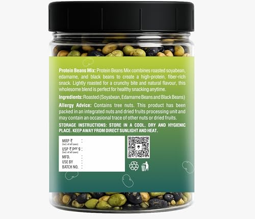 Image of BIG PANTRY Protein Beans Mix, Roasted Soyabean, Edamame and Black Beans, High Protein Vegan Snack, 150g