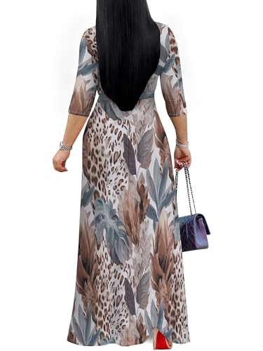 Image of PinkPatty Women's Long Sleeve Maxi Dress Plus Size Trendy Wedding Guest Wrap Dress with Pockets&Belt