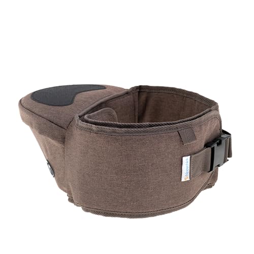 Hippychick Hipseat - Portabebés, color marrón, taburete ligero que ahorra espalda, diseño ergonómico, correa ajustable, adecuado para bebés de 6 meses a 3 años, color mezclilla moca