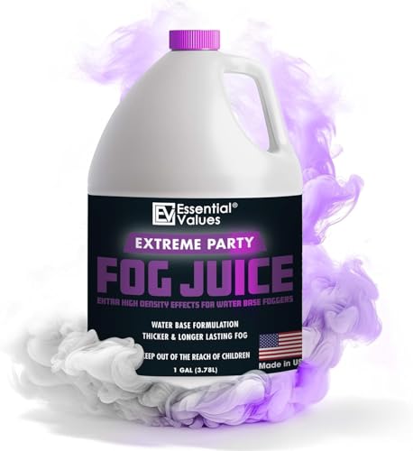 Essential Values Fog Machine Fluid - Extreme High Density Fog Juice (128 FL OZ /...