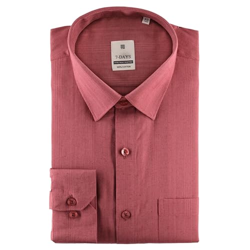 Image of 7-DAYS Men's Premium Formal Shirts - Regular Fit, Full Sleeve, 100% Pure Cotton, Self-Design, with Pocket - Stylish Office Shirts for Men