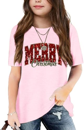 Image of Graphic Tees for Girls Kids Summer Tops Crewneck Short Sleeve T Shirt 5-14 Years