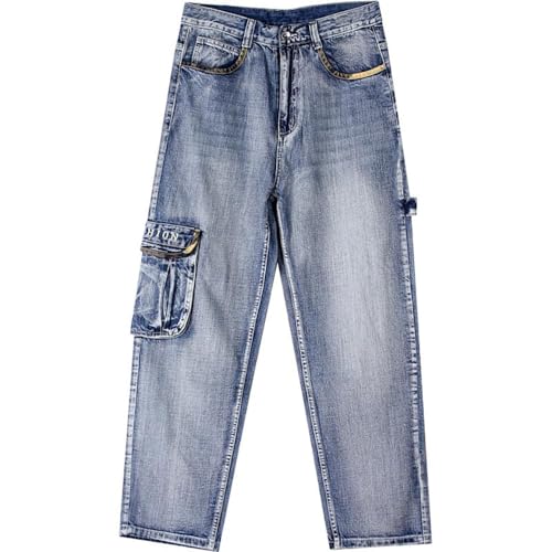 Nanaco Hiphop Baggy Men's Jeans Dancers Loose Big Pocket Boys Skateboard Rap Punk Denim Pants Waist Size 30-46Inch4