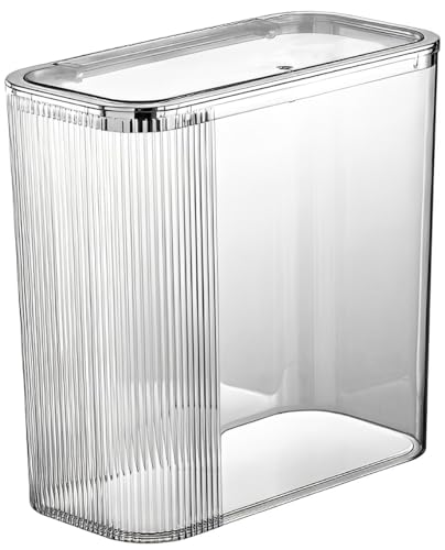 Image of Sooyee Clear 14 Liter Bathroom Trash Can with Lid,3.9 Gallon Garbage Can with Press Type Lid,Trash Bin for Bathroom,Powder Room,Bedroom,Kitchen,Craft Room,Office