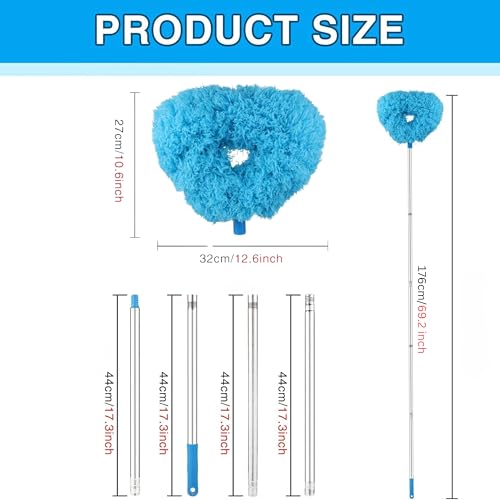 Image of HUBTURE Fan Cleaner Brush with Long Rod | Microfiber Feather Duster with Extendable Telescopic Pole (13-50 Inches) | Double-Sided Washable Duster for Ceiling Fans, Windows, Blinds & Home Cleaning