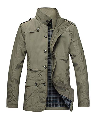 LANBAOSI Men's Casual Stand Collar Lightweight Jacket Military Windbreaker