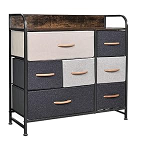 YOURLITE Chest of Drawers Fabric Storage Drawers with Wood Top & Metal Frame, Easy-Install, Large Storage Space7-Drawer Storage Organizer Unit for Bedroom, Living Room, Nursery Room, Hallway (Brown)