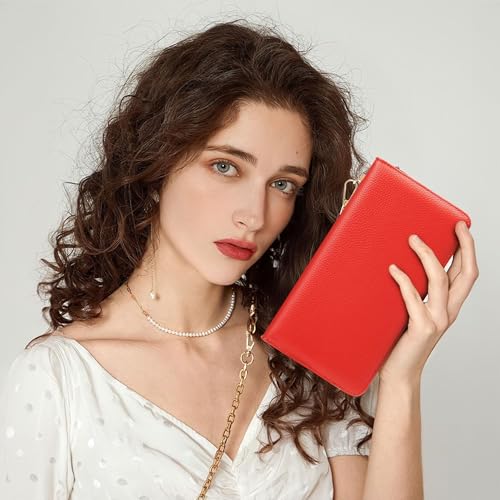 Image of Chelmon Women's Vegan Leather Clutch Wallet with Zip, Hand Strap, Large Capacity