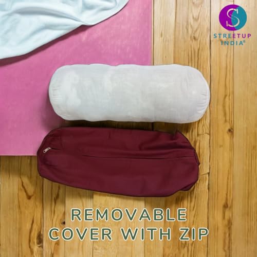 Image of Streetup India Yoga Bolster for Iyengar Yoga With Premium Cotton Washable Cover (Maroon, Standard)