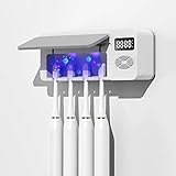 [Batería Incorporada de 4000 mAh y Carga USB]: ¡No se preocupe por el baño sin enchufe! Puede cargar el soporte cepillo de dientes a través del puerto USB. Solo tarda 5 horas en cargarse por completo, admite desinfección UV durante 30 días o reproducción de música durante 15 horas.