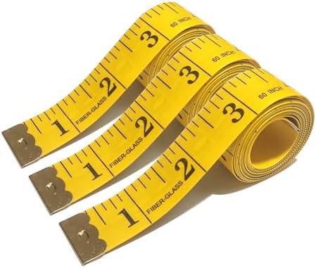 3 Pack Tape Measure Body Measuring Tape, Soft Measuring Tape for Body Weight Loss Sewing Cloth Measurement, 60 Inch Double Scale Tailor Ruler for Medical Measurement Nursing Craft (Yellow)