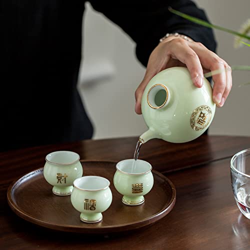 Service à saké chinois traditionnel rétro, ensemble céramique avec plateau