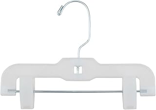 NAHANCO 1610PCLH Plastic Baby/Infant Size Skirt/Pant Hangers, Long Metal Swivel Hook and Plastic Pinch Clips, Heavy Weight, 9