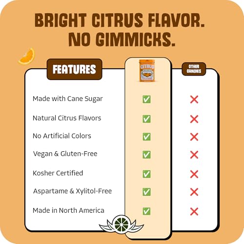 Citrus Delights Seville Orange Candy – 30 Count Tin (Pack of 12) | Natural Citrus Hard Candy Pastilles | Vegan, Gluten-Free, Kosher Certified | Aspartame-Free & Xylitol-Free | No Artificial Colors