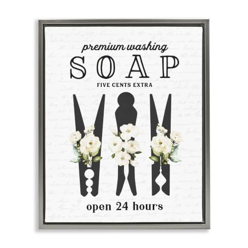 Floral Laundry Room Script Sign, 16 x 20 Inch Canvas in Floater Frame