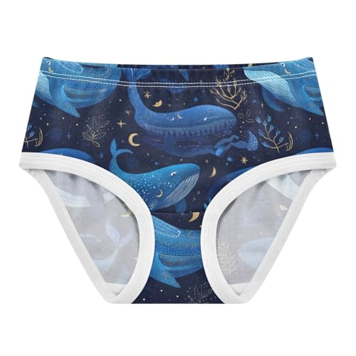 Cute Whales Girls' Underwear Cotton Moon Star Girls Briefs Soft Toddler Underwear 2T