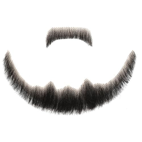 Barbe en cheveux humains et moustache invisible en dentelle pour costume de cosplay