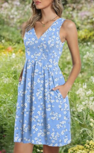 Image of CATHY 2026 Womens Casual Dress Summer Sleeveless Dresses V Neck Wrap Sexy Sundress with Pockets S-2XL