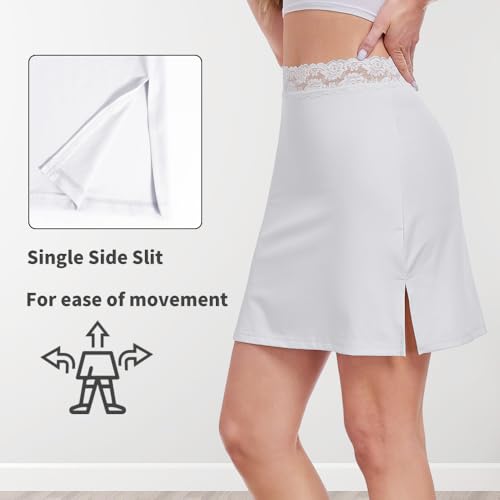 Image of MANCYFIT Half Slips for Women Underskirt Short Mini Skirt with Floral Lace Waistband