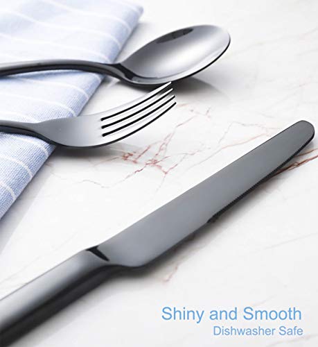 Dinner Knives Set of 6, Black Flatware Replacement High Carbon Stainless Steel Heavy Duty Silverware Knife Bulk, 9-Inch Eating Utensils Sets, 6-Piece Table Knives Mirror Finished, Dishwasher Safe - Thumbnail 7