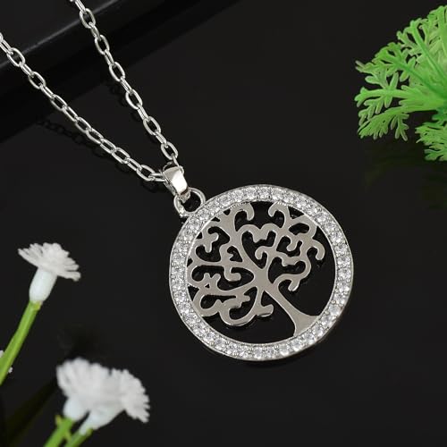 Image of LMDPRAJAPATIS 925 Sterling Silver Tree of Life Silver Pendant /Necklace For with Link Chain For Women And Girls(Silver)