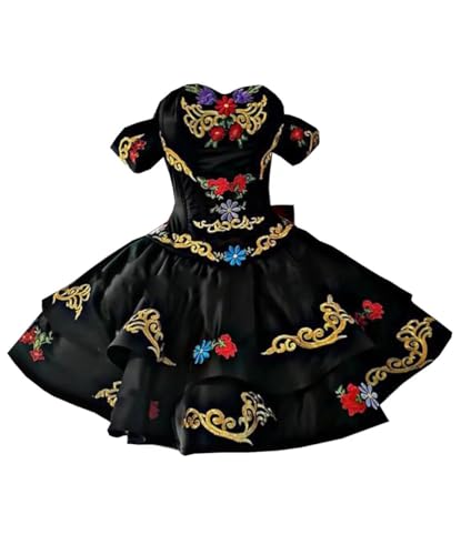 Mollybridal Ball Gown 2025 Black Off The Shoulder Short Mini Quinceanera Prom Cocktail Dress with Embroidery Flowers