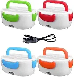 Caixa Térmica Portátil Recarregável para Carro - Aço Inoxidável com Recipiente de Molho à Prova de Vazamento e Plugue Automático (12V/24V), Inclui Colher e Bolsa Térmica, Ideal para Carros e Caminhões