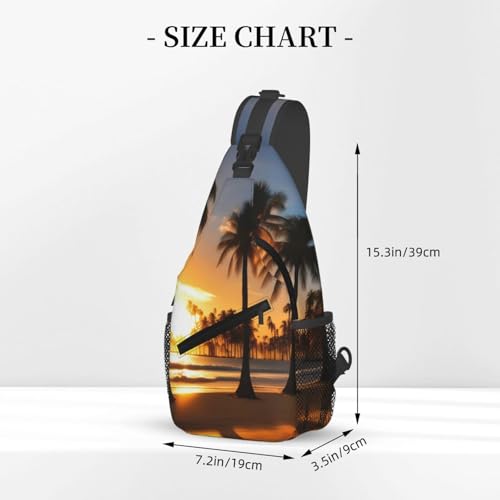 Mochila cruzada unisex para senderismo, estampado palmeras miniatura 3
