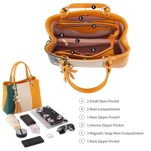 Image of Pomelo Best Purses and Handbags for Women with Multiple Pockets, Leather Top Handle Satchel Fashion Tote Shoulder Bags Ladies