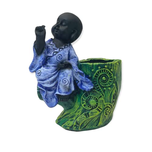 Image of AUGEN Pen Stand Decorative Hand Painted Pink Buddha Design Stationery Holder | Gift Item | Table Top Decor (2048)
