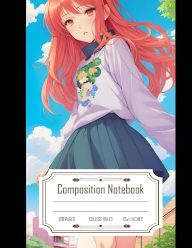 Composition Notebook College Ruled: Modern Anime, Stunningly Beautiful Girl, Size 8.5x11 Inch, 120 Pages image 2