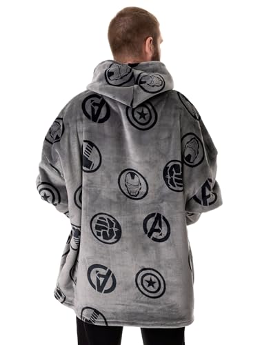 Marvel Mens Wearable Blanket Hoodie | Adults Pullover with Character and All Over Print Graphics3