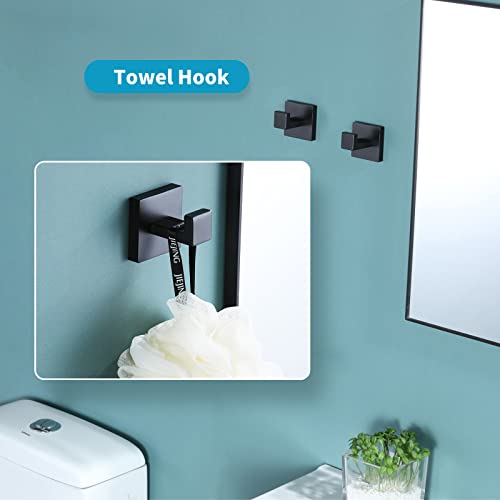 Image of Towel Hooks for Bathrooms,Matte Black Robe Towel Hooks Wall Mounted 304 Stainless Steel for Bath Coat Shower Kitchen Heavy Duty Wall Hooks 2 Pack