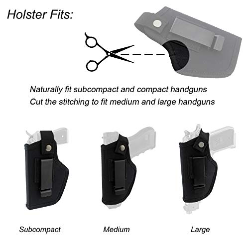 Depring Concealed Carry Holster Carry Inside or Outside The Waistband for Right and Left Hand Draw Fits Subcompact to Large Handguns - Thumbnail 3