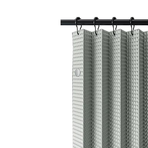 Tissu imperméable à séchage rapide pour rideau de douche avec sa tringle réglable sans perçage - 2