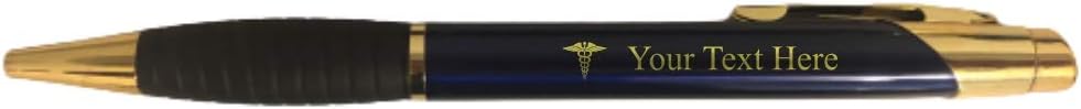 Personalized Medical Field Engraved Coated Brass Pen with Case for Doctor Nurse Caduceus Symbol with Custom Text