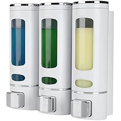 Dispensador De Champu Triple triple bomba para ducha para montaje en pared, 3 x 400 ml, mantiene el champú, acondicionador, jabón en gel, para baño, cocina, hotel