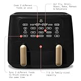 Beautiful 9 QT TriZone Air fryer, Large Capacity & Touch Display, 2 Independent 4.5 QT Baskets, Non-stick - roast, reheat, dehydrate & More Kitchen Appliances - by Drew Barrymore (Black Sesame)