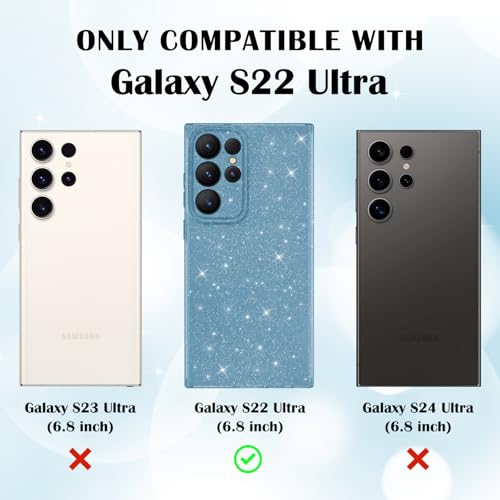 Newseego for Samsung Galaxy S22 Ultra 5G Case, Cute Luxury Sparkle Bling Glitter Case for Women Girls Soft TPU Bumper Anti-Scratch Shockproof Protective Cover for Samsung Galaxy S22 Ultra-Blue - image 5